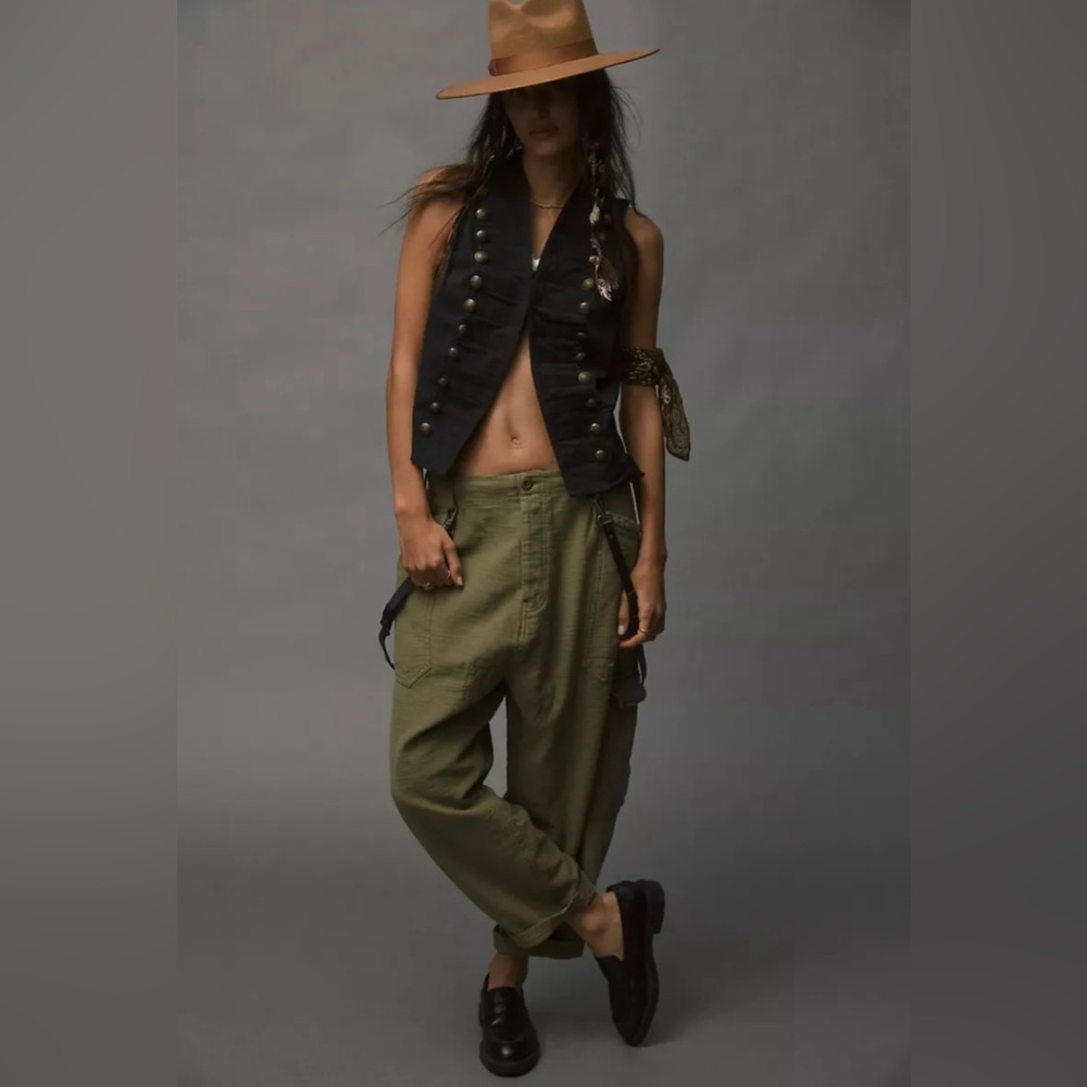 Free People Bay To Breakers Pants Solid Cargo Harem Cotton S